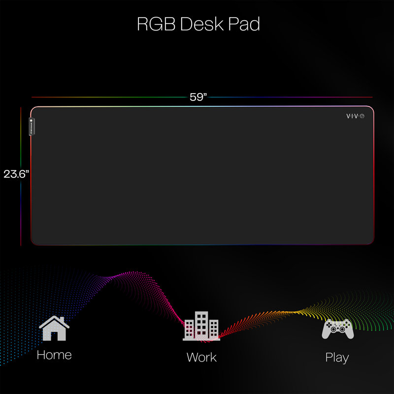 VIVO Black 60" x 24" RGB Desk Pad (DESK-PAD60-24)