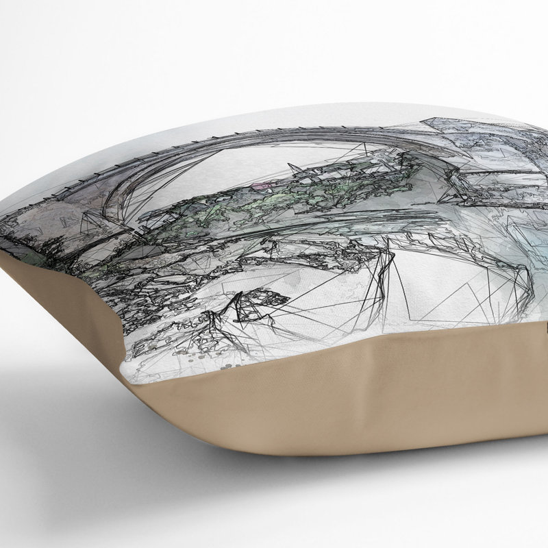 Abstract Square Cushion, 40cm H x 40cm W x 15cm D, Stone