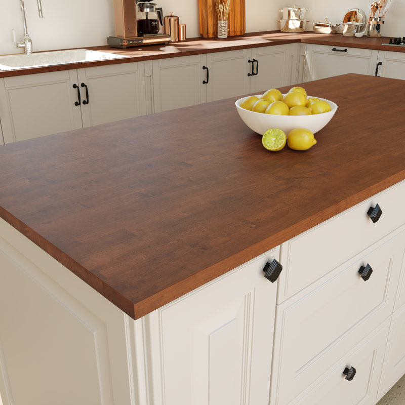 Comptoir en bois massif Hevea, H 1 po x l 72 po x P 30 po, Brun châtaigne