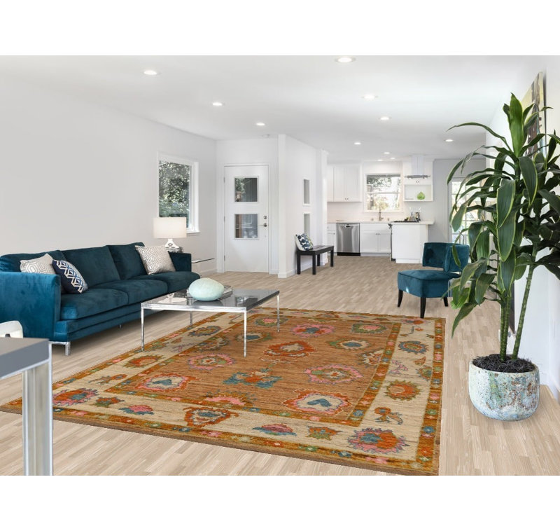 Tapis en laine teint à la main Oushak 7 x 10