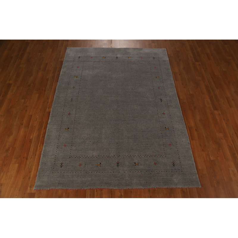 Gray Handmade Gabbeh Oriental Area Rug