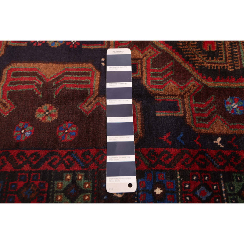 Tapis bleu marine Teimani 4 pi 4 po x 7 pi 9 po