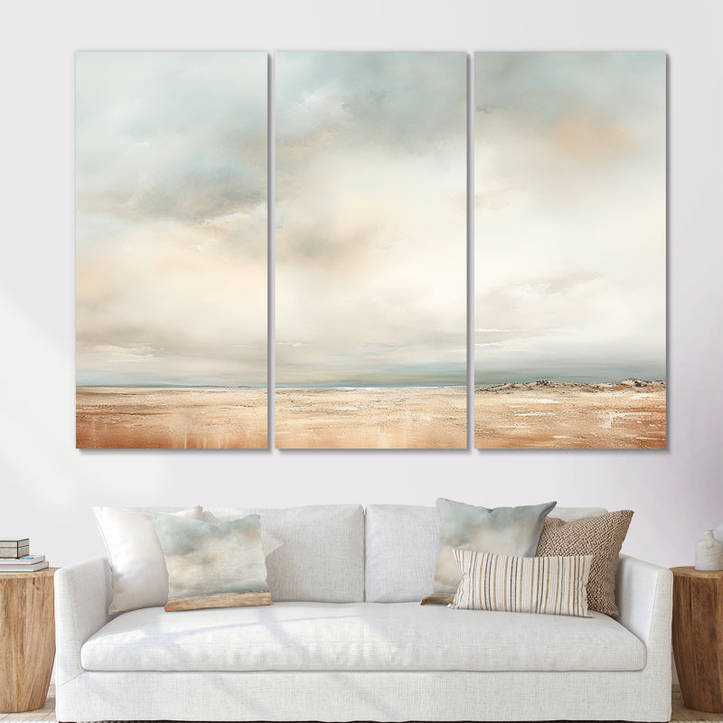 «Beige tempête pré», ensemble d'art sur toile, H 28 po x l 36 po x P 1 po, Toile tendue