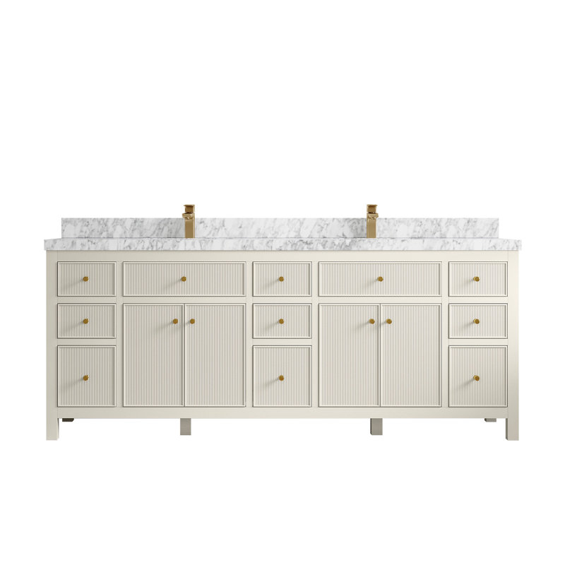 Sonoma 84'' Double Bathroom Vanity with Top, Carrara Marble