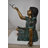 Girl with butterflies, green shirt Bronze Statue Size: 27" x 17" x 24"H