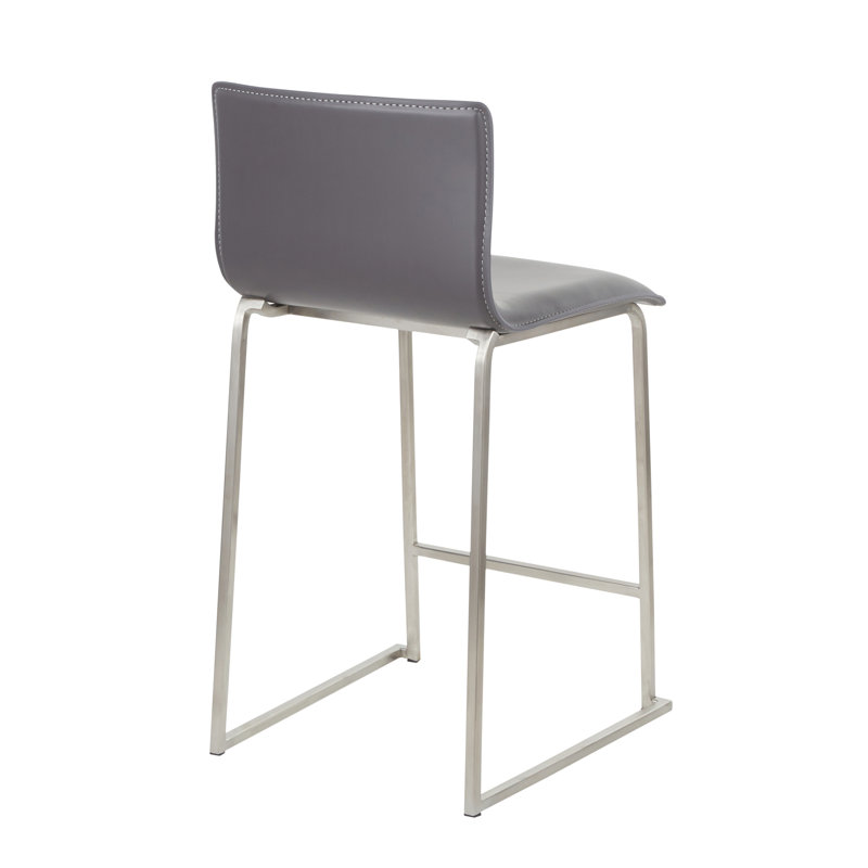 Tabouret de comptoir contemporain, Siège gris / cadre argenté