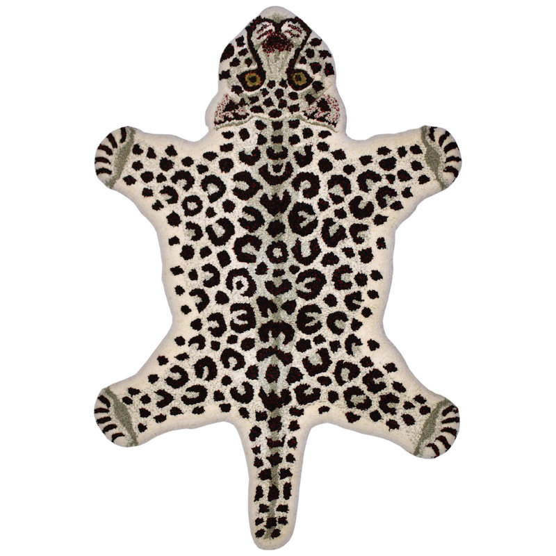 Tapis noir / blanc en laine à imprimé animal Terrazzo, Nouveauté 2 pi x 3 pi