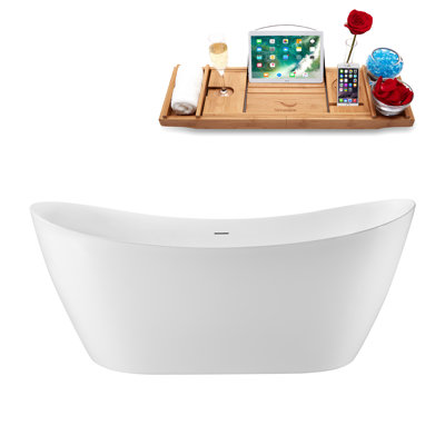 Baignoire autoportante 68 po avec drain interne 68 po Streamline