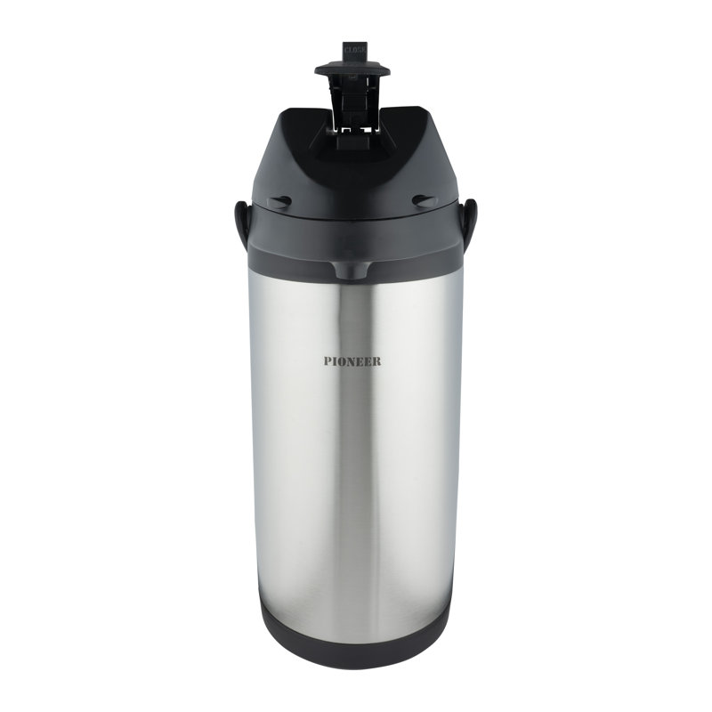 Pioneer Airpots Stainless Steel Hot Cold Water Tea Coffee Dispenser Conference Event Flask, 4 Litres, Silver