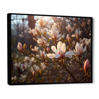 «White Pink Magnolias Landscape IV», reproduction d'art sur toile