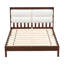 Structure de lit plateforme en bois massif avec tête de lit tapissier en velours beige, espresso et sans sommier tapissier-1825634-1825637