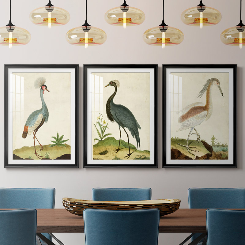 Heron Portrait I - Impression personnalisée de qualité supérieure avec passe-partout - 3 pièces, H 15 po x l 19 po, Noir