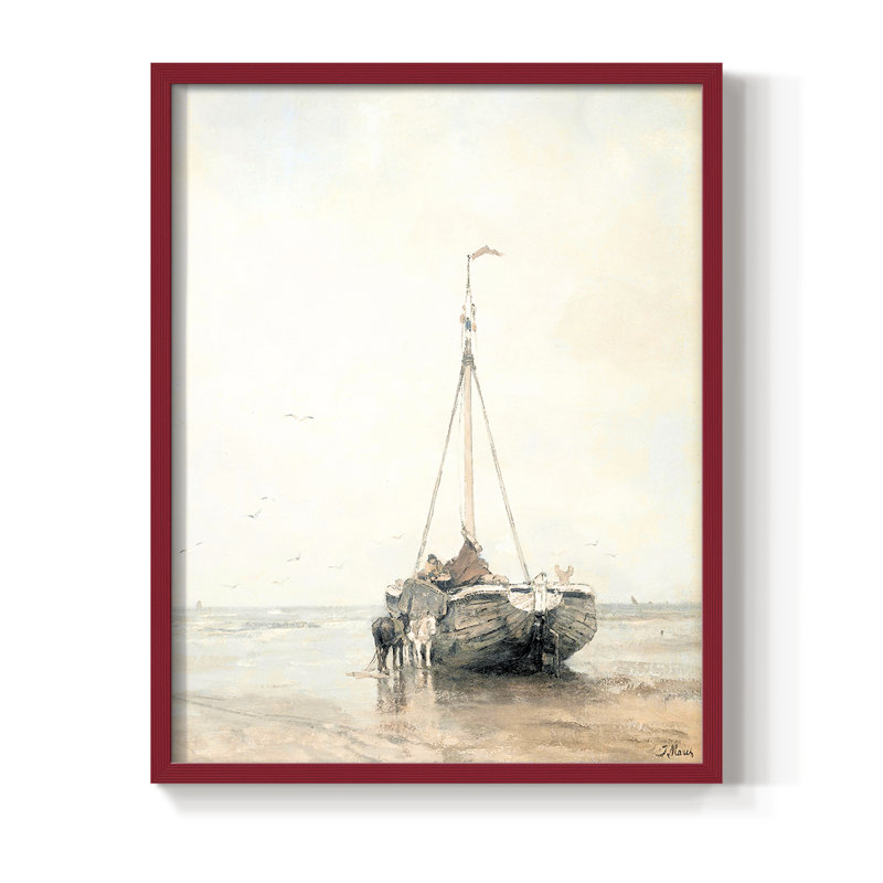 Vintage Nautical Print, reproduction encadrée XIXème - bois massif, H 21 po x l 17 po, Rouge