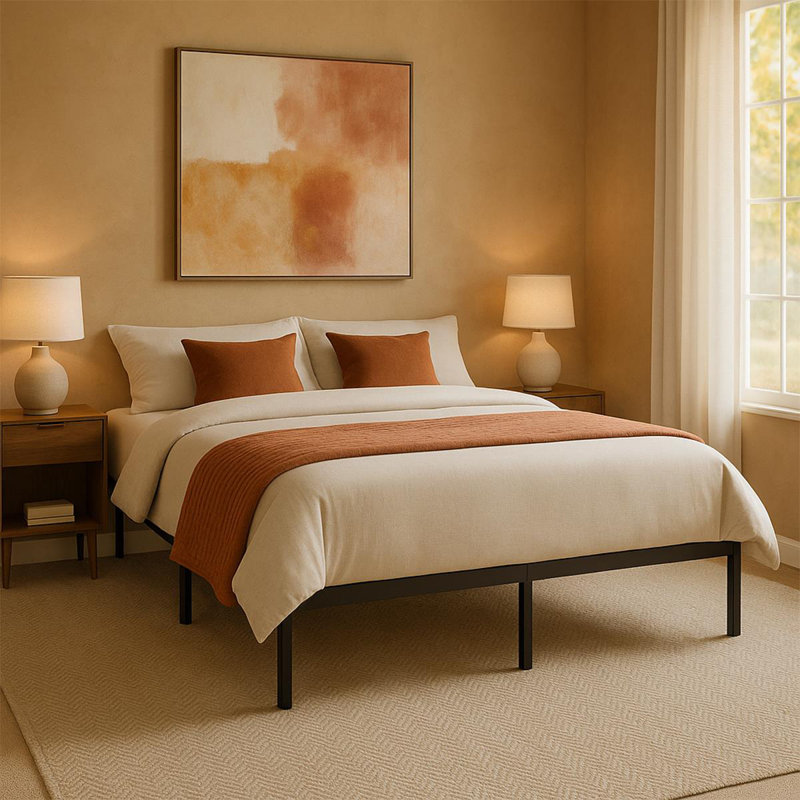 Platform Metal Bed Frame Modern, King