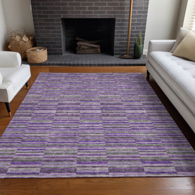 Premium Machine Washable Prisco Purple Rug