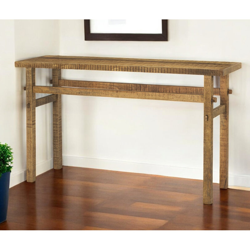 Console 54 po en bois massif brun patiné