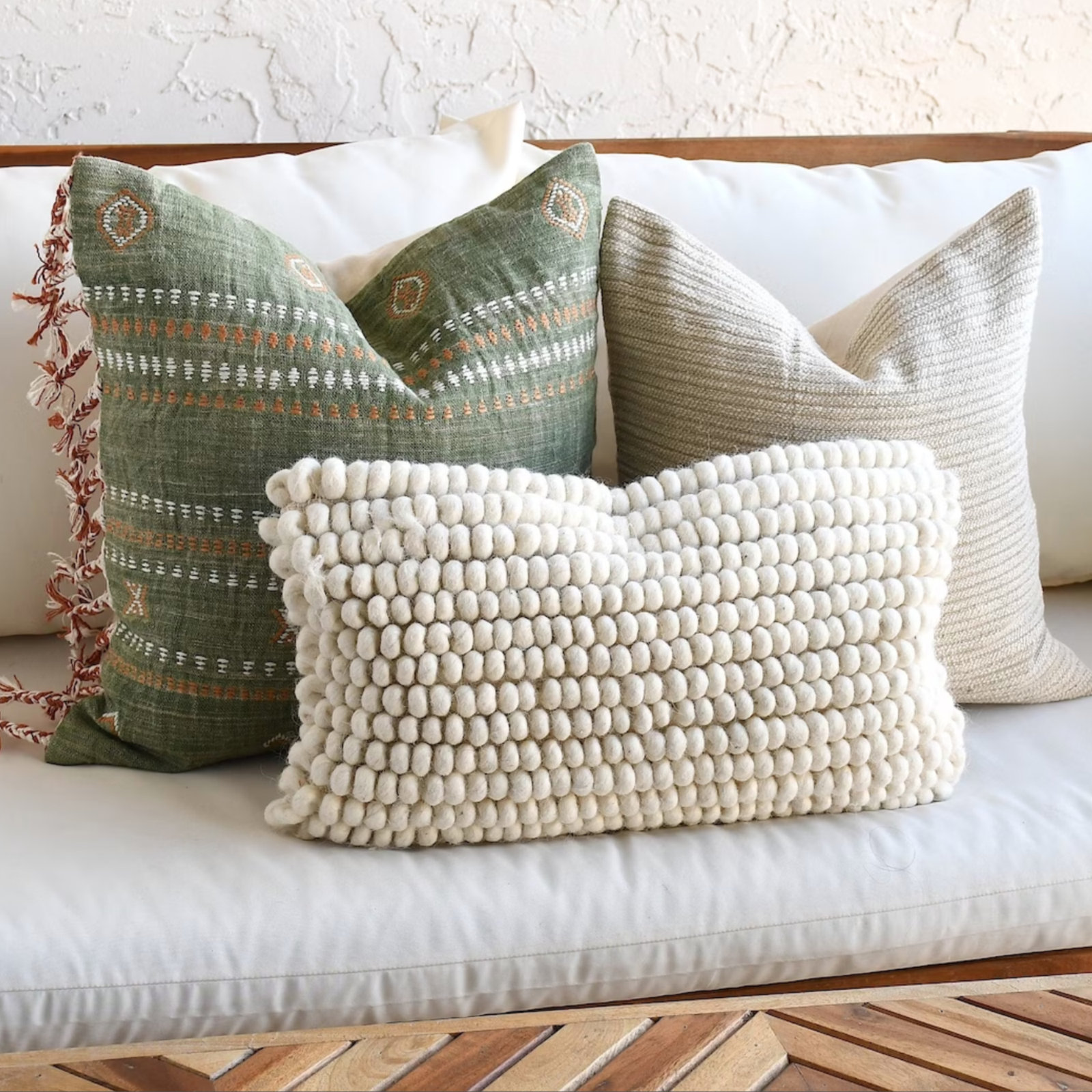 Wool Lumbar Pillow Cover, 12" H x 20" W x 1" D