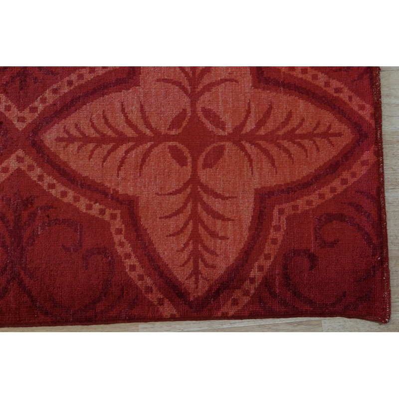 Hand Knotted Wool Floral Area Rug in Pink