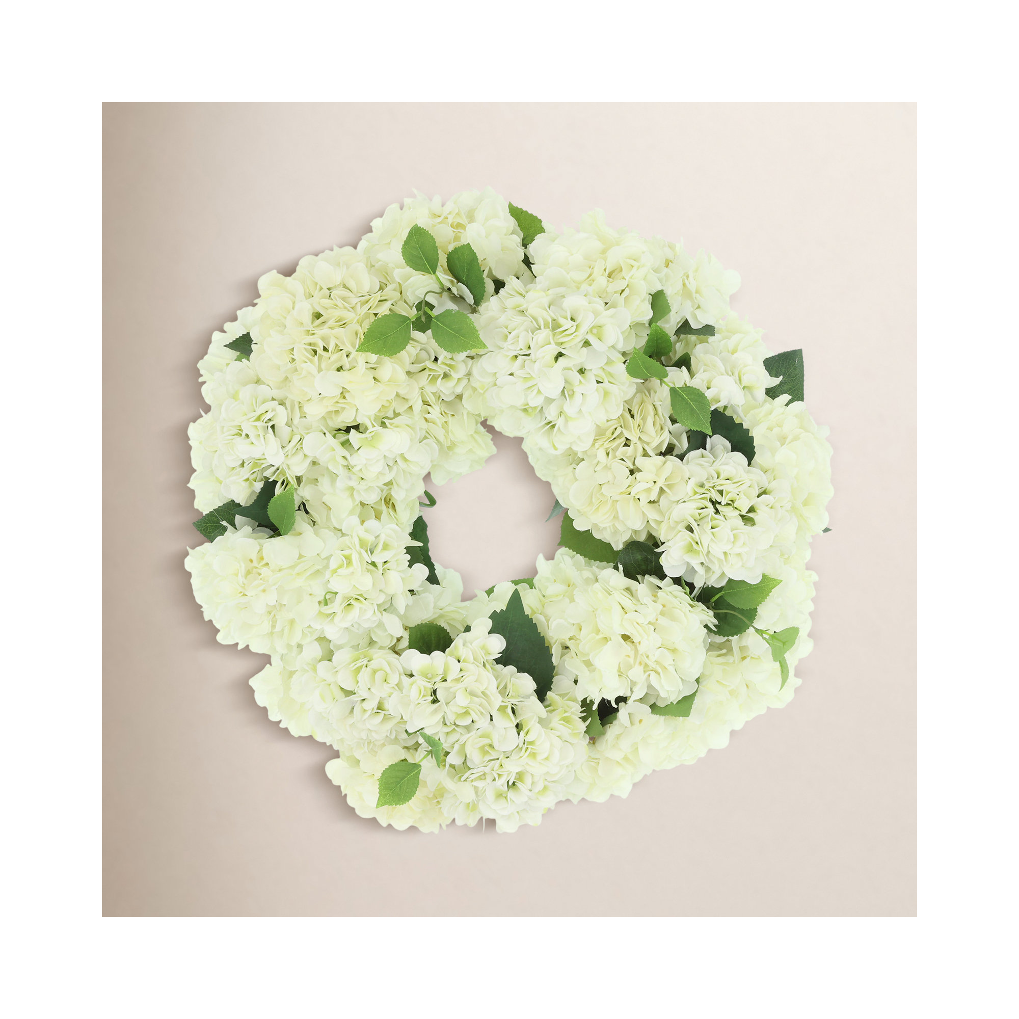 26" Faux Hydrangea Wreath, White