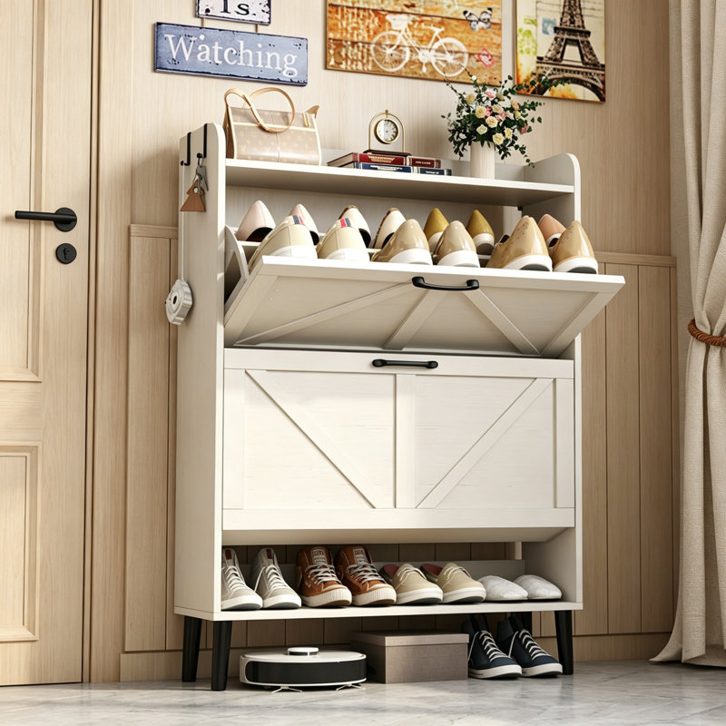 22 Pair Shoe Storage Cabinet, White