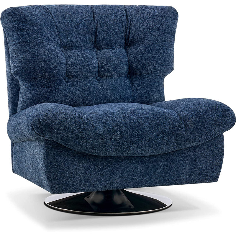 Fauteuil d'appoint rembourré en chenille Antionett, Chenille bleu