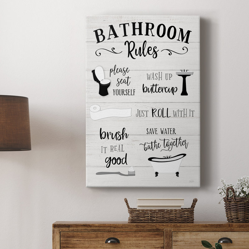 Les règles de la salle de bain - Cavas de galerie sur mesure, H 60 po x l 40 po