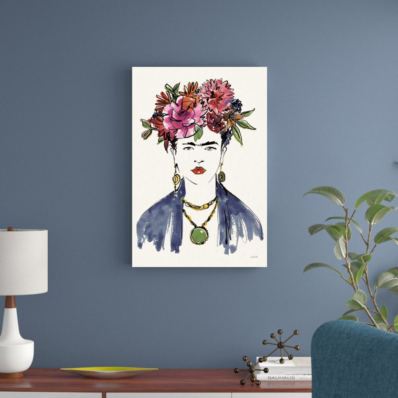 «Frida Portrait I» par Anne Tavoletti - reproduction d'art sur toile tendue, H 36 po x l 24 po
