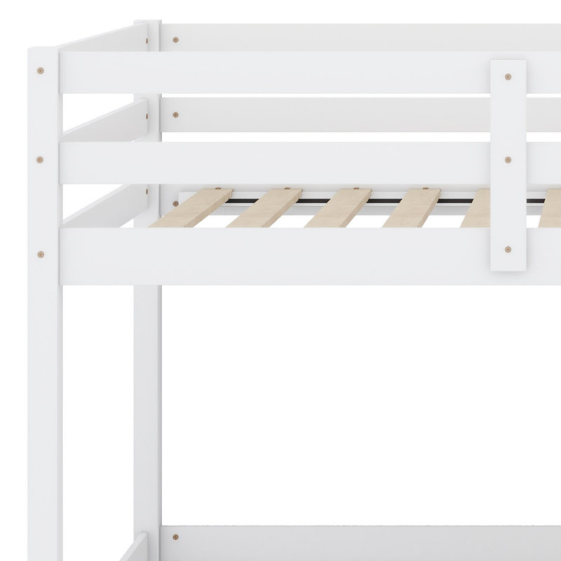 Lit superposé en bois avec échelle, Blanc