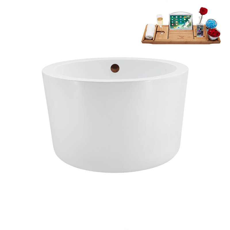41.1'' x 41.1'' Freestanding Soaking Acrylic Bathtub, Matte Oil Rubbed Bronze