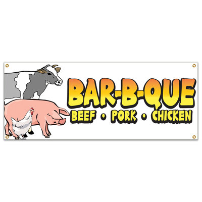 Bar-B-Que Beef Pork Chicken Banner Concession Stand Food Truck Single Sided