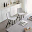 Tabouret de bar moderne en tissu gris clair texturé avec pieds robustes en métal noir, simple