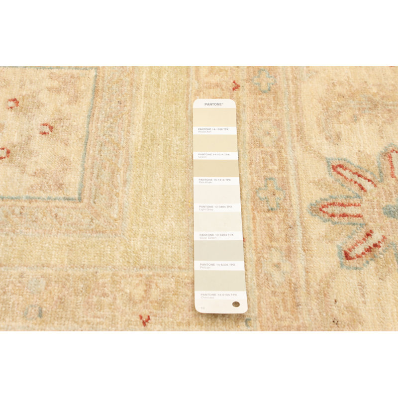 Tapis décoratif en laine de conception unique 6 pi 7 po x 9 pi 10 po noué à la main New Age