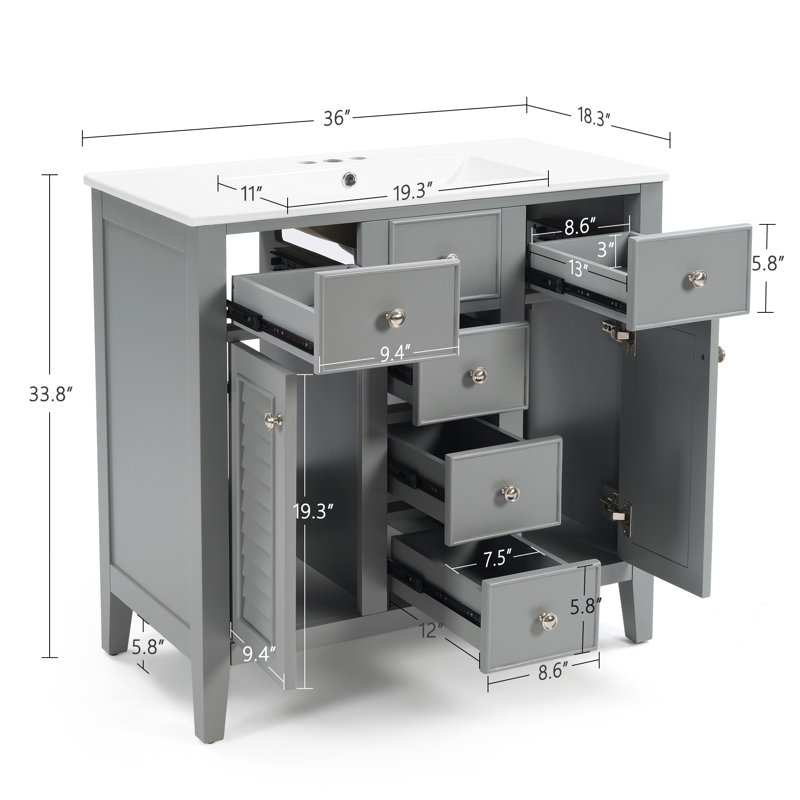 Meuble-lavabo gris 36 po