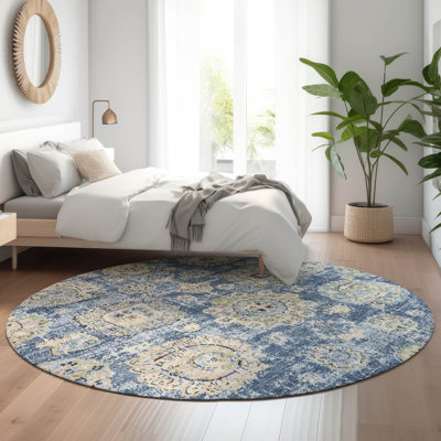Tapis bleu Cerrito lavable à la machine de qualité supérieure
