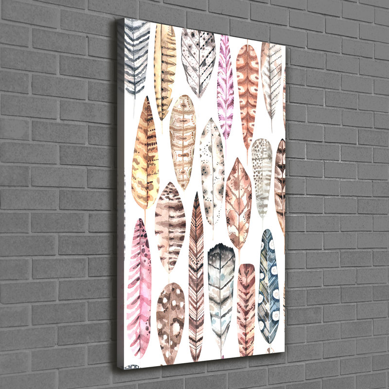 Colourful Feathers - Wrapped Canvas Print