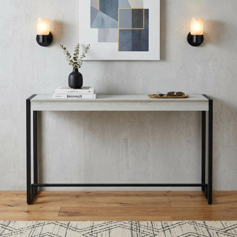 Danille 54'' Console Table, Black/Distressed White