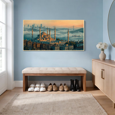 Istanbul Mosque And Cityscape Canvas Wrapped Wall Art Oil Painting Print Set Of 1