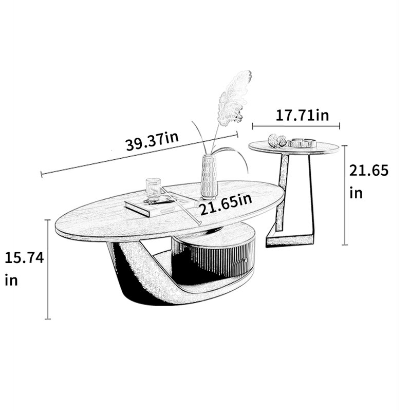 Table basse ovale en fer
