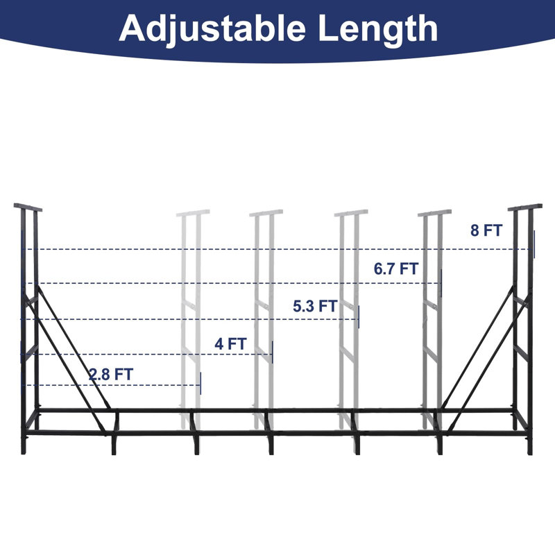 8ft Firewood Rack Outdoor