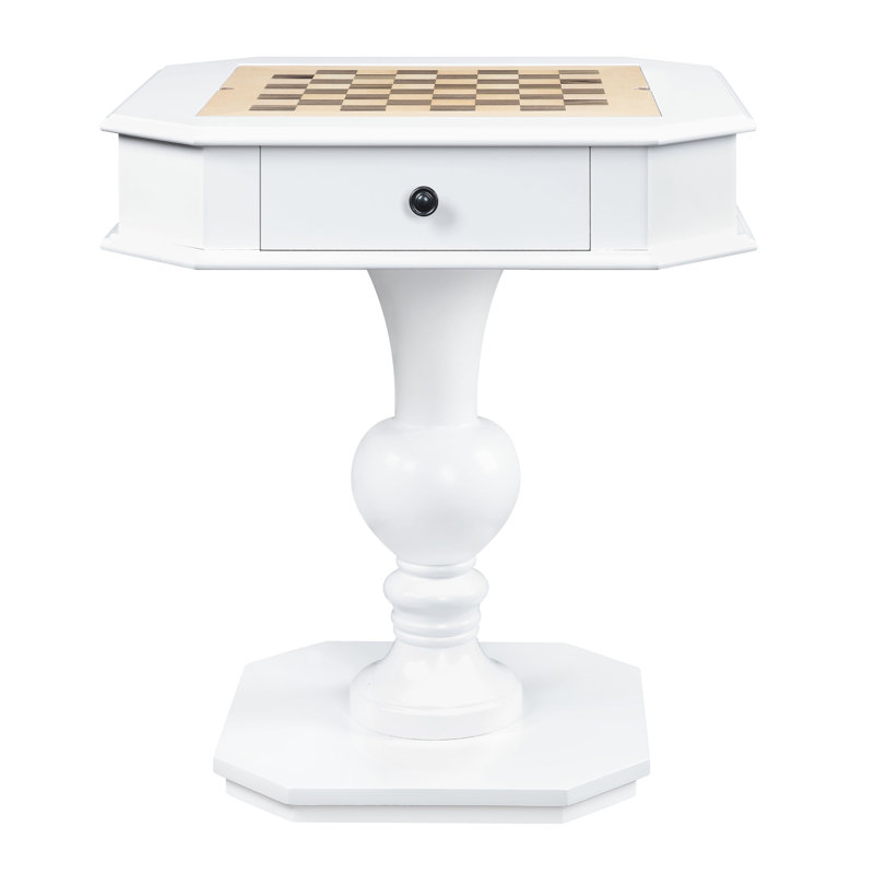 Ajavion 3 in 1 - Chess, Checkers, and Backgammon Game Table with Storage, White