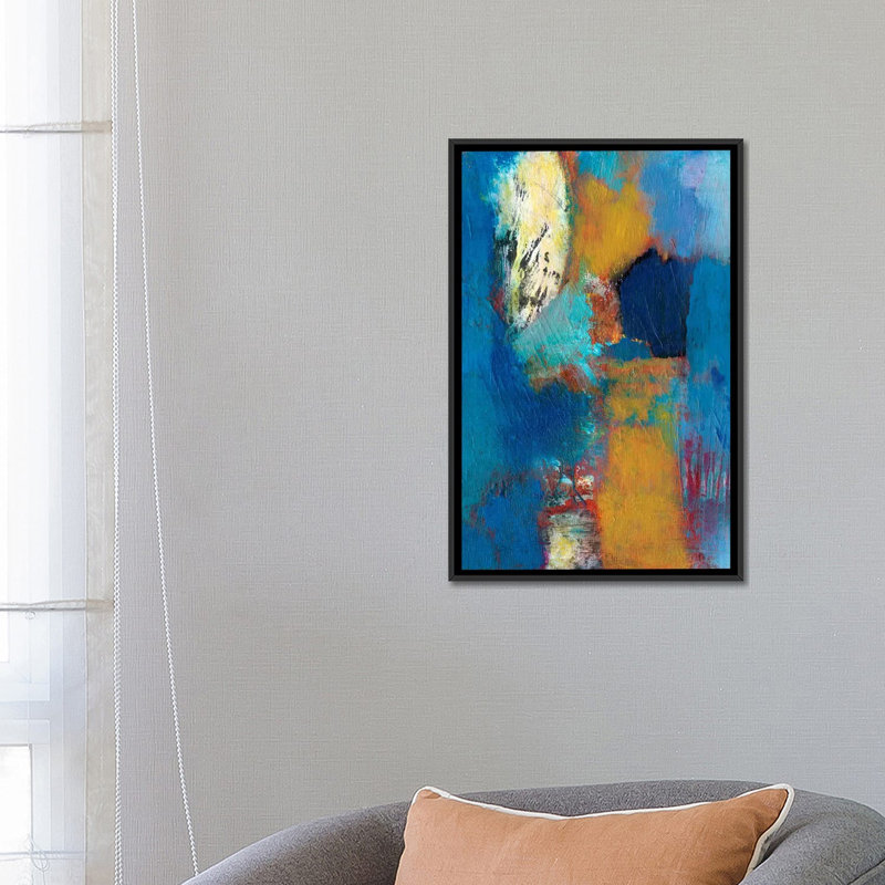«Rhapsody in Blue II», reproduction d'art sur toile, H 26 po x l 18 po x P 1,5 po, Toile avec cadre noir, Pas de tapis