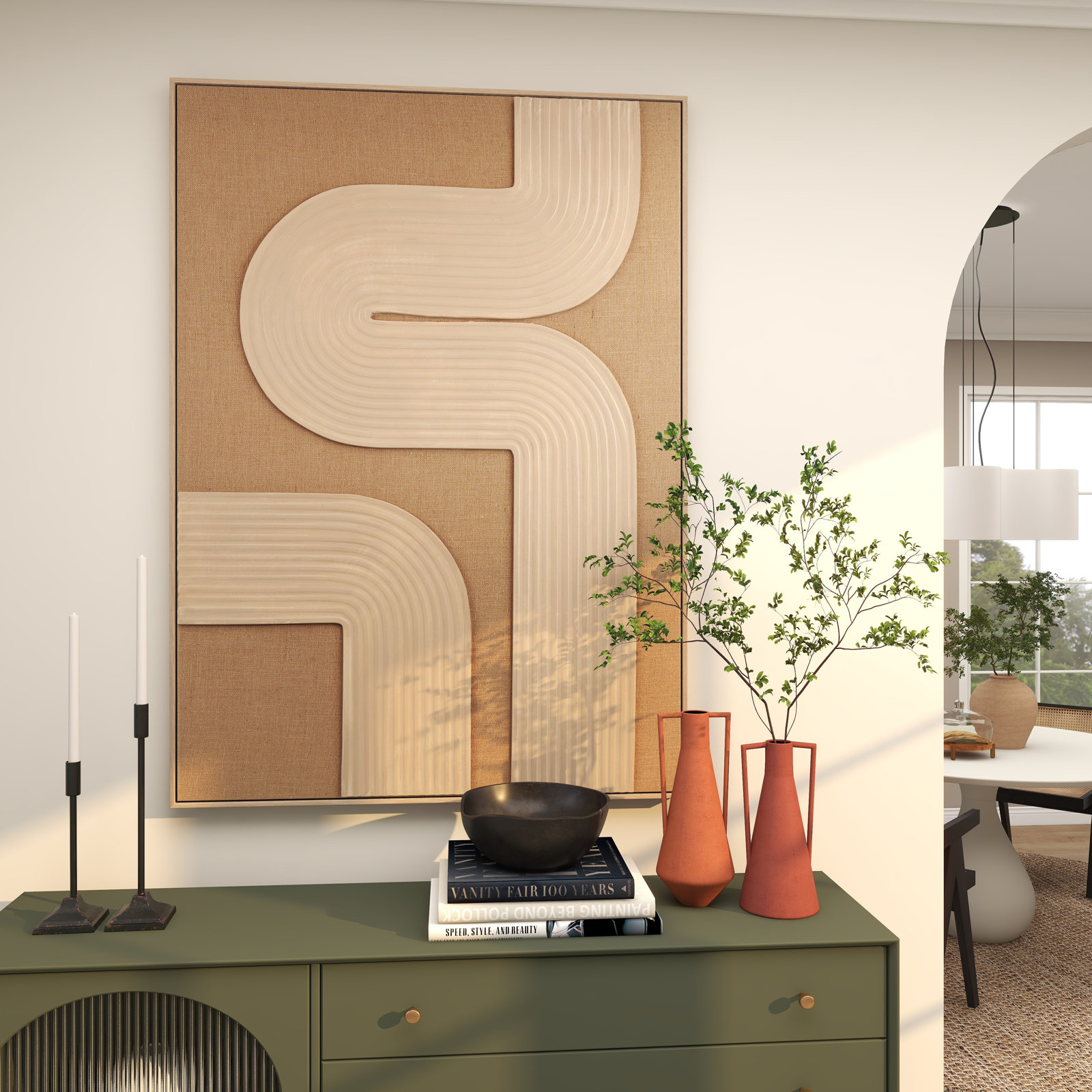 Jorel "Ribbed Curves" Abstract Wall Art