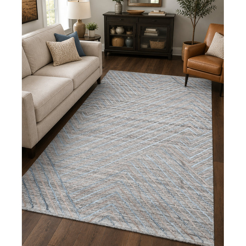 Tapis intérieur contemporain en polypropylène tissé à la main, Rectangle 8 pi x 10 pi