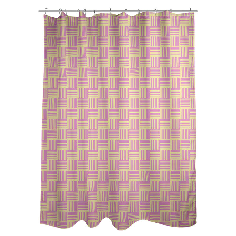Rideau de douche simple basketweave rayures classic, Jaune / Rose