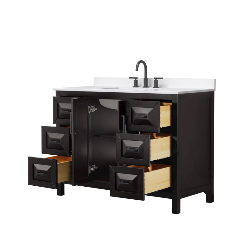 Daria 48'' W Vanity, Giotto Quartz, Brown, Matte Black