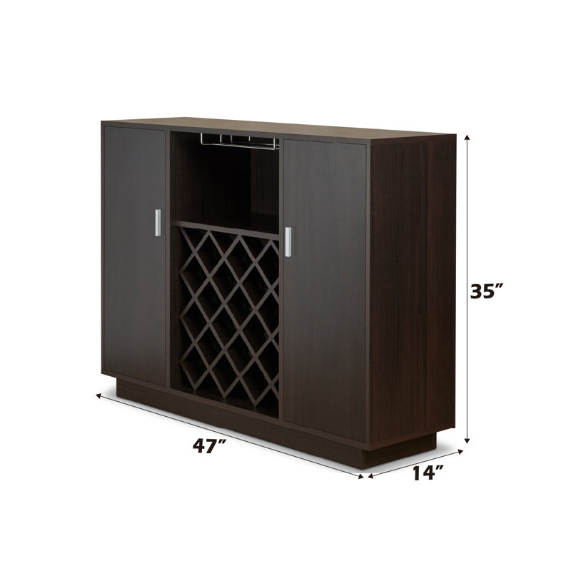 Adrian Two Doors Hazen Espresso Finish Wine Cabinet