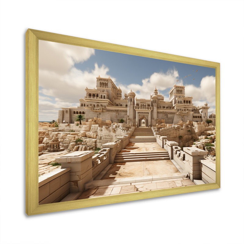 «Hebrew Hebrew Architecture» sur impression sur toile, H 34 po x l 44 po x P 1,5 po, Encadrement doré