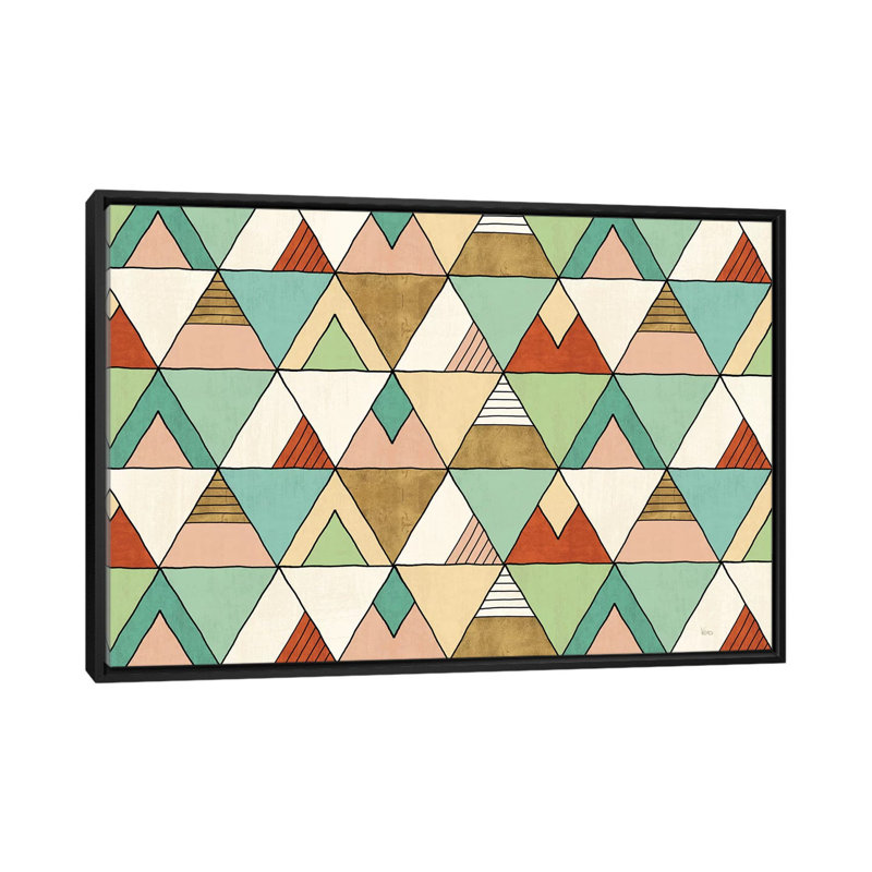 «Southwest Geo X», impression sur toile, H 18 po x l 26 po x P 1,5 po, Toile avec cadre noir, Pas de tapis
