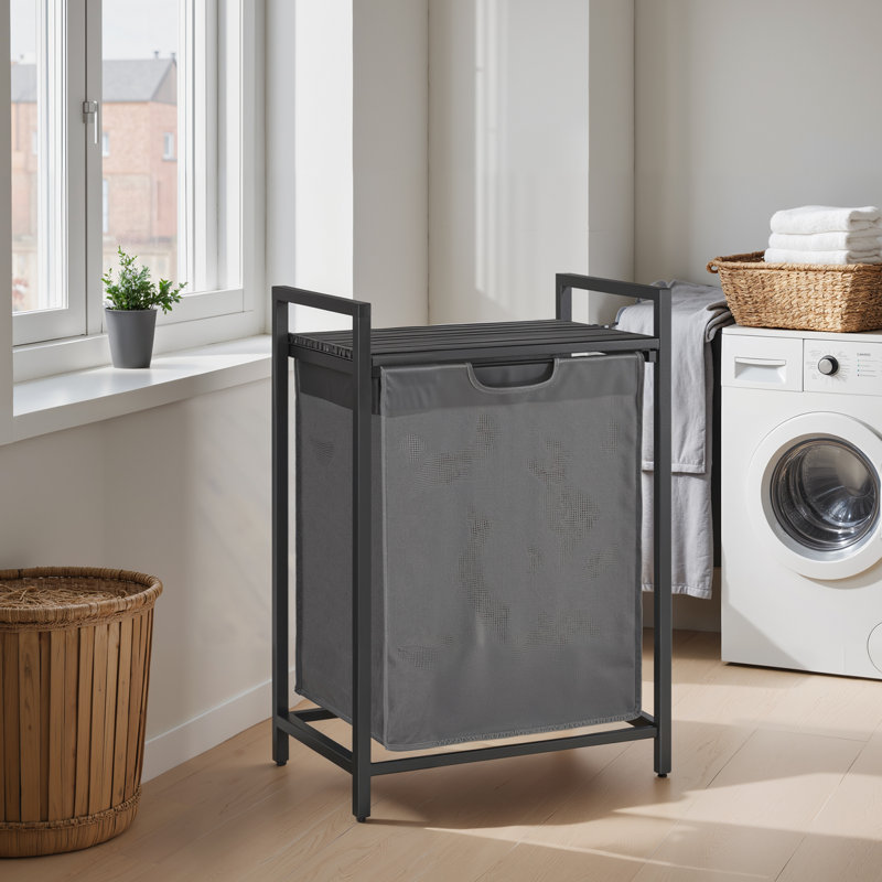 Laundry Hamper, Laundry Basket, Laundry Sorter With A Pull-Out And Removable Bag, Shelf, Metal Frame, 17.2 Gallons (65 L), 19.7 X 13 X 28.4 Inches