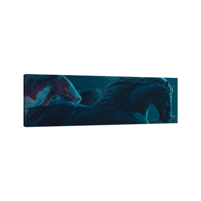 Nite Horses 1 Piece Wrapped Canvas Panoramic Painting